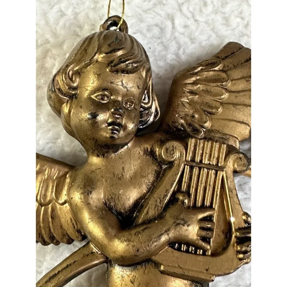 Angel or Cherub Gold Christmas Ornament Vintage‎ Xmas